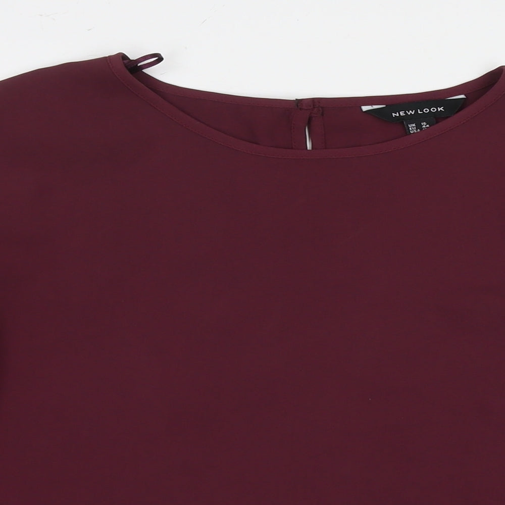 New Look Womens Red Polyester Basic Blouse Size 14 Round Neck