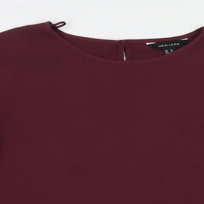 New Look Womens Red Polyester Basic Blouse Size 14 Round Neck