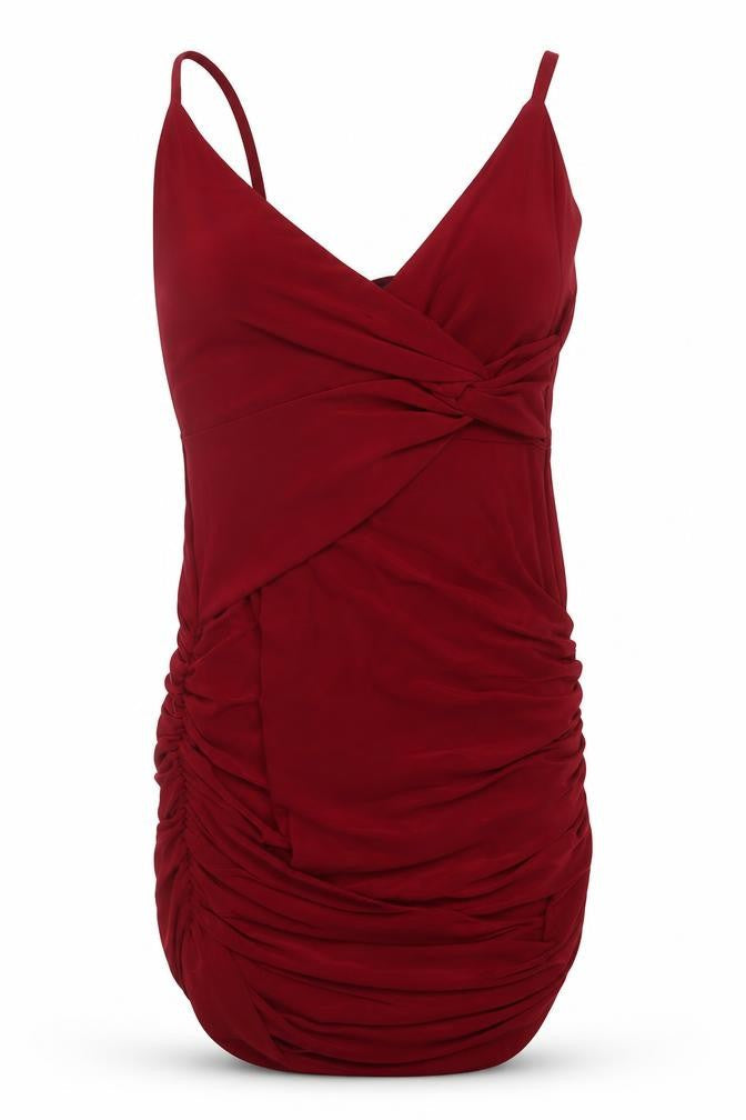Edge Street Womens Red Polyester Bodycon Size 8 V-Neck Pullover