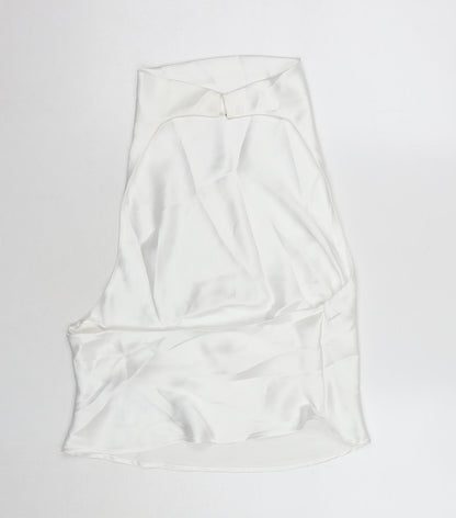 Zara Womens White Polyester Basic Tank Size S Cowl Neck