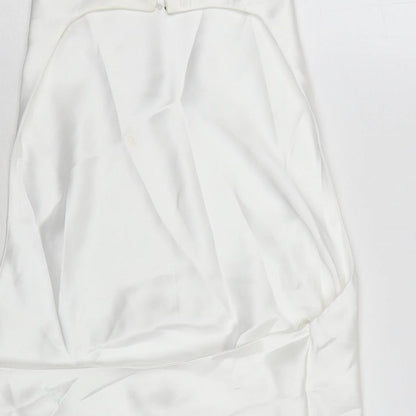 Zara Womens White Polyester Basic Tank Size S Cowl Neck