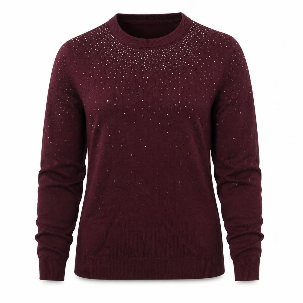 Warehouse Womens Red Round Neck Viscose Pullover Jumper Size 6 - Embellishment Detail
