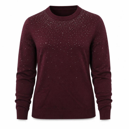 Warehouse Womens Red Round Neck Viscose Pullover Jumper Size 6 - Embellishment Detail