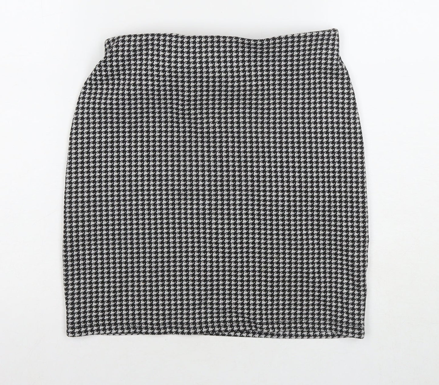 New Look Womens Black Herringbone Polyester Mini Skirt Size 10