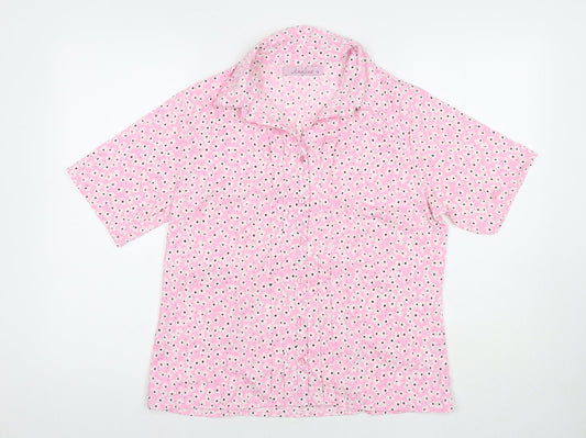 Amalina Womens Pink Floral Polyester Basic Button-Up Size 12 Collared