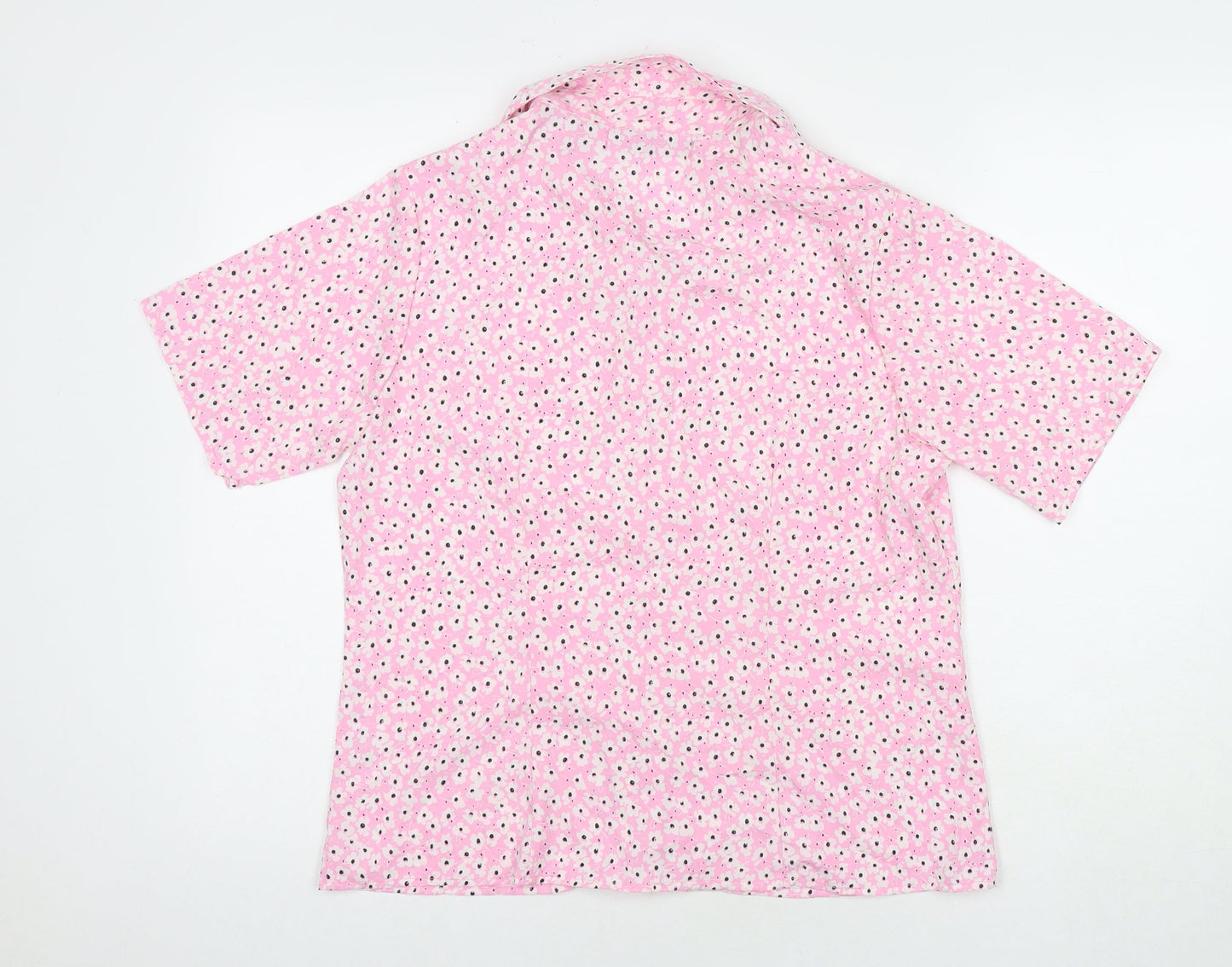 Amalina Womens Pink Floral Polyester Basic Button-Up Size 12 Collared