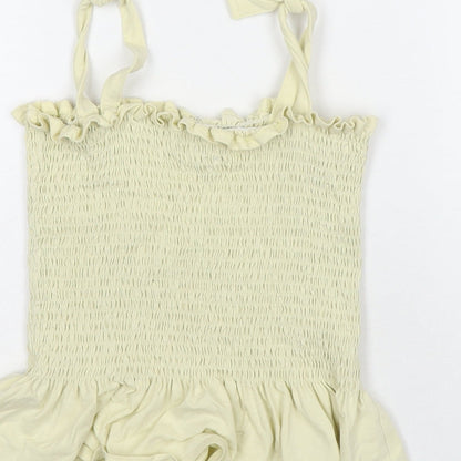 Brave Soul Womens Yellow Cotton Basic Blouse Size S Square Neck