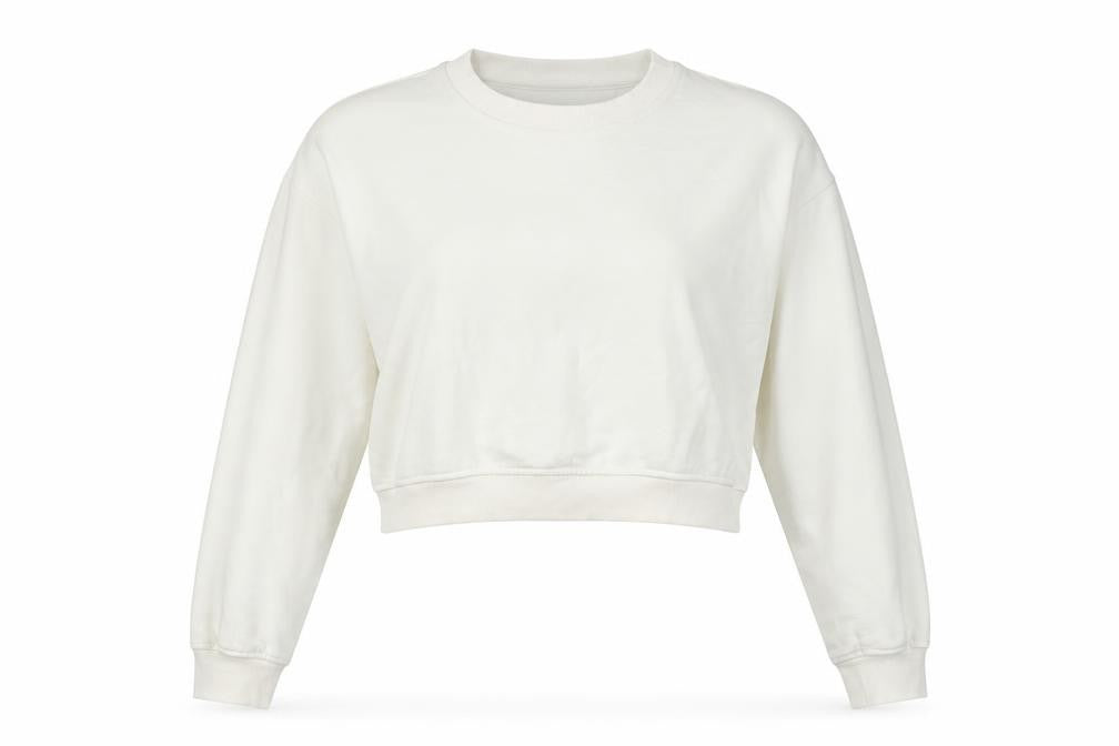 Zara Womens Ivory Cotton Pullover Sweatshirt Size M