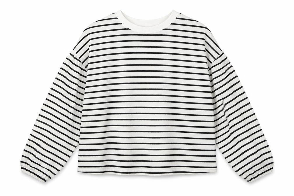Marks & Spencer Girls White Crew Neck Striped Cotton Pullover Jumper Size 12-13 Years