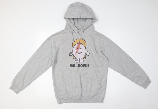 Just Hoods Womens Grey Cotton Pullover Hoodie Size S - Mr Bowie