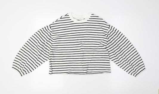 Marks and Spencer Girls Ivory Crew Neck Spotted Cotton Pullover Jumper Size 10-11 Years