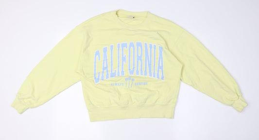 Zara Girls Yellow Cotton Pullover Sweatshirt Size 13-14 Years - California