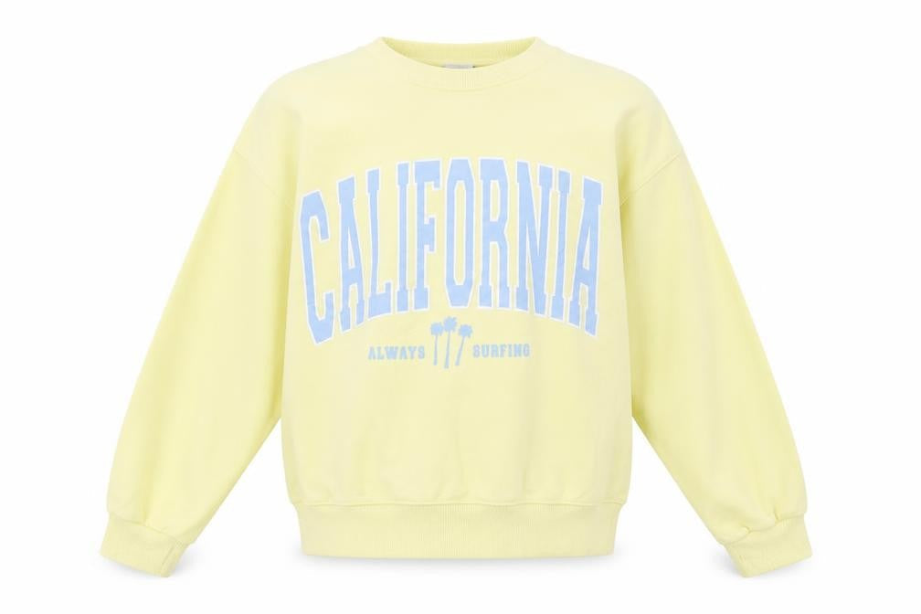 Zara Girls Yellow Cotton Pullover Sweatshirt Size 13-14 Years - California