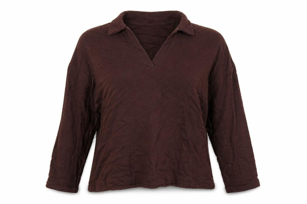 Marks & Spencer Womens Brown Cotton Basic Button-Up Size 20 Collared