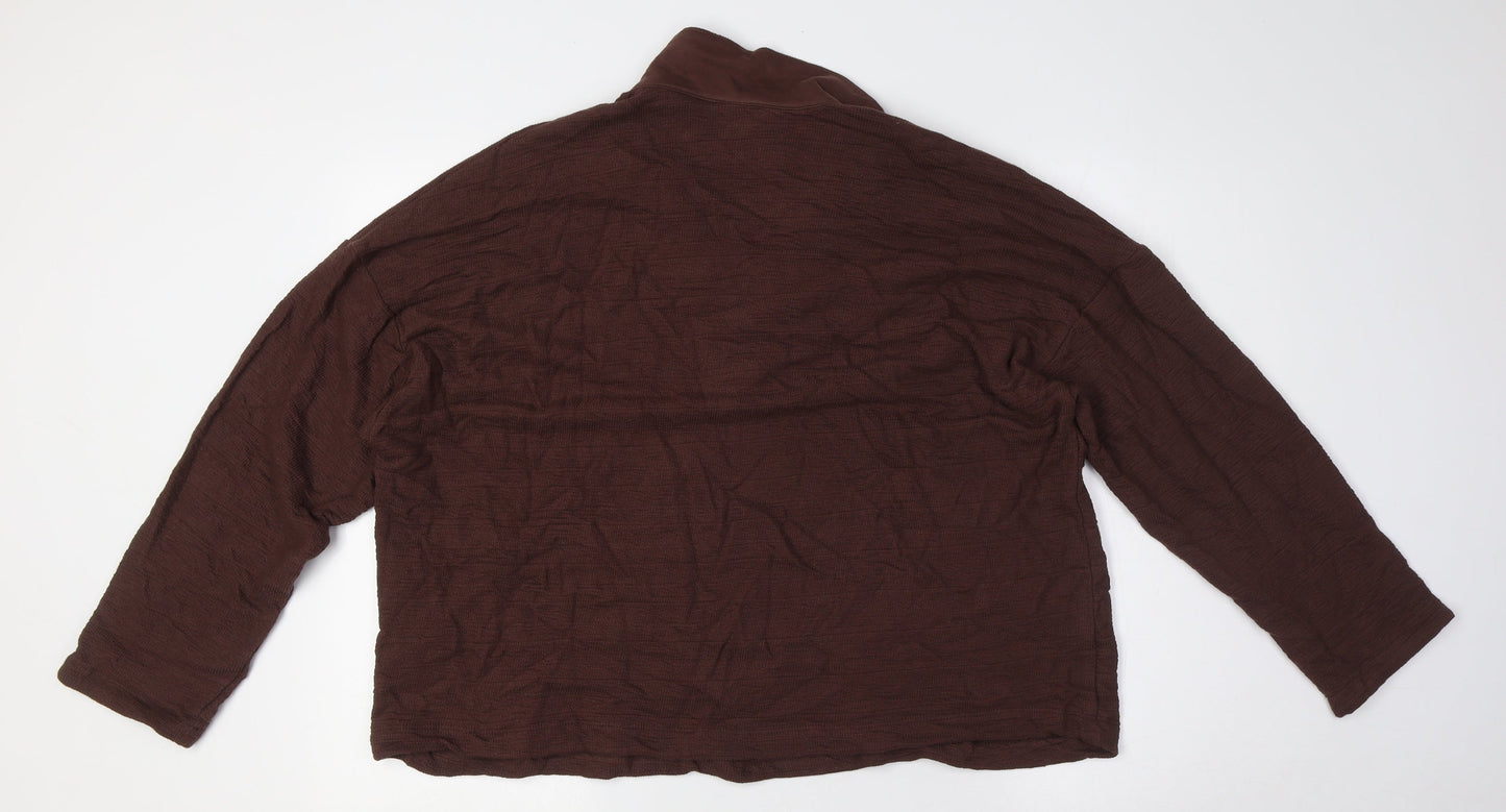 Marks and Spencer Womens Brown Cotton Basic Button-Up Size 20 Collared