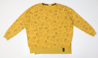 Preloved Disney Womens Yellow Cotton Pullover Sweatshirt Size L - Lion King - Front