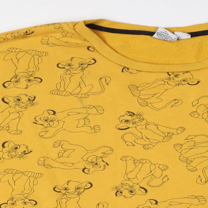 Preloved Disney Womens Yellow Cotton Pullover Sweatshirt Size L - Lion King - Detail