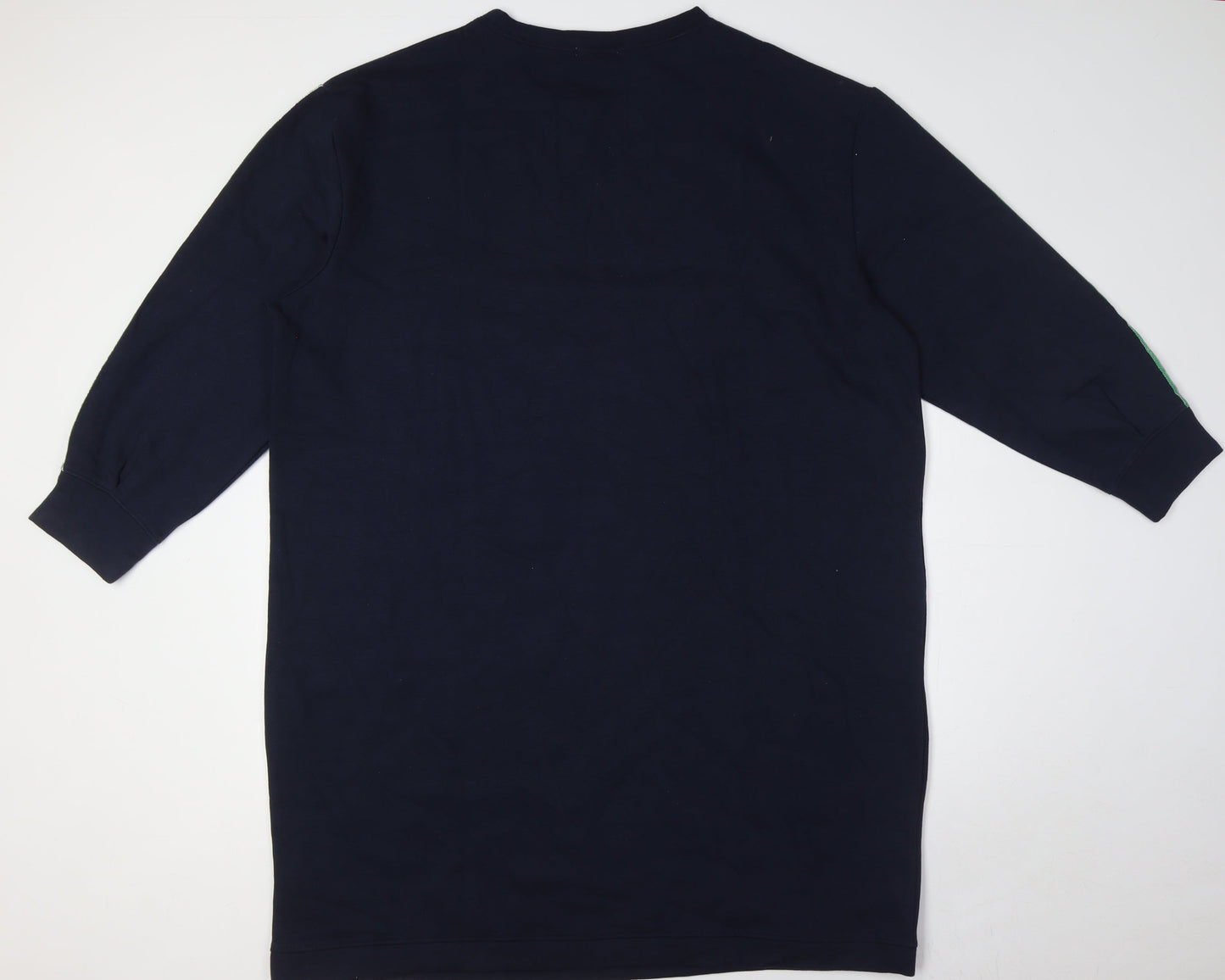Damart Womens Blue Cotton A-Line Size 22 Crew Neck