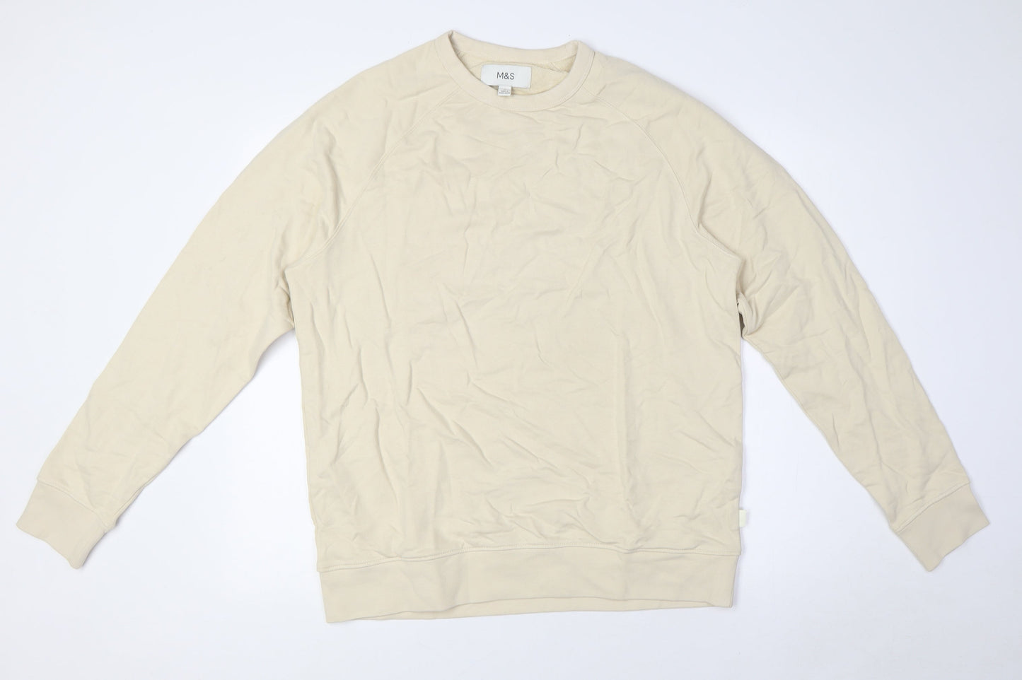 Marks and Spencer Mens Beige Cotton Pullover Sweatshirt Size M