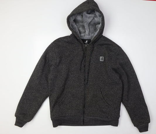 D-Rock Mens Grey Polyester Full Zip Hoodie Size M - Faux Fur Lining