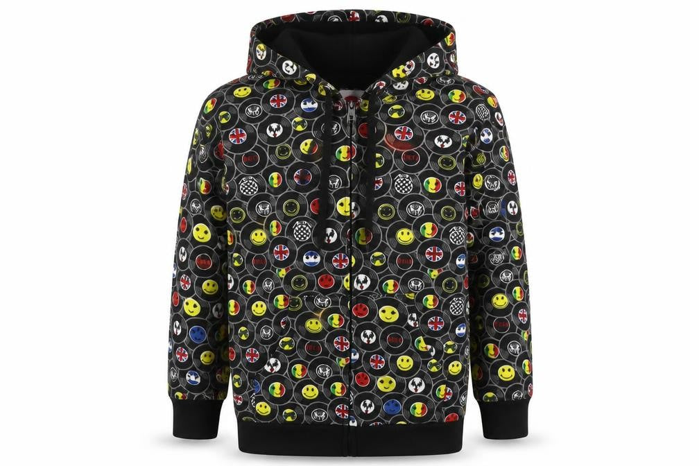 Bubble Boys Multicoloured Cotton Full Zip Hoodie Size 8 Years Zip - Emojis