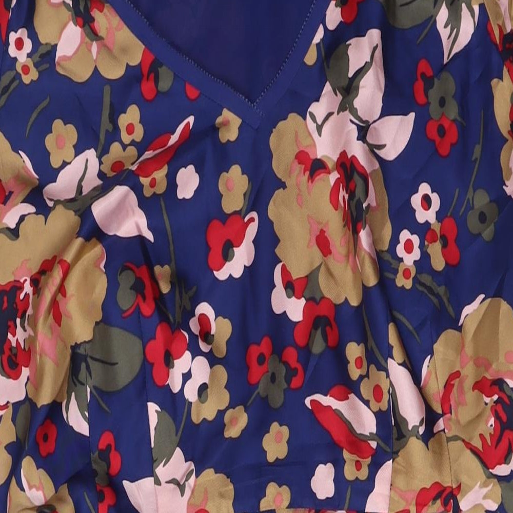 NW3 Womens Multicoloured Floral Silk A-Line Size 16 V-Neck