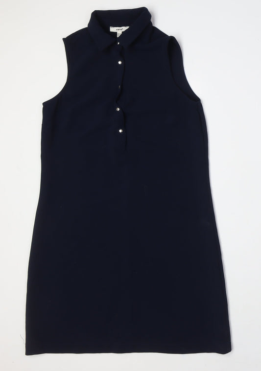 Koton Womens Blue Polyester A-Line Size 8 Collared Button
