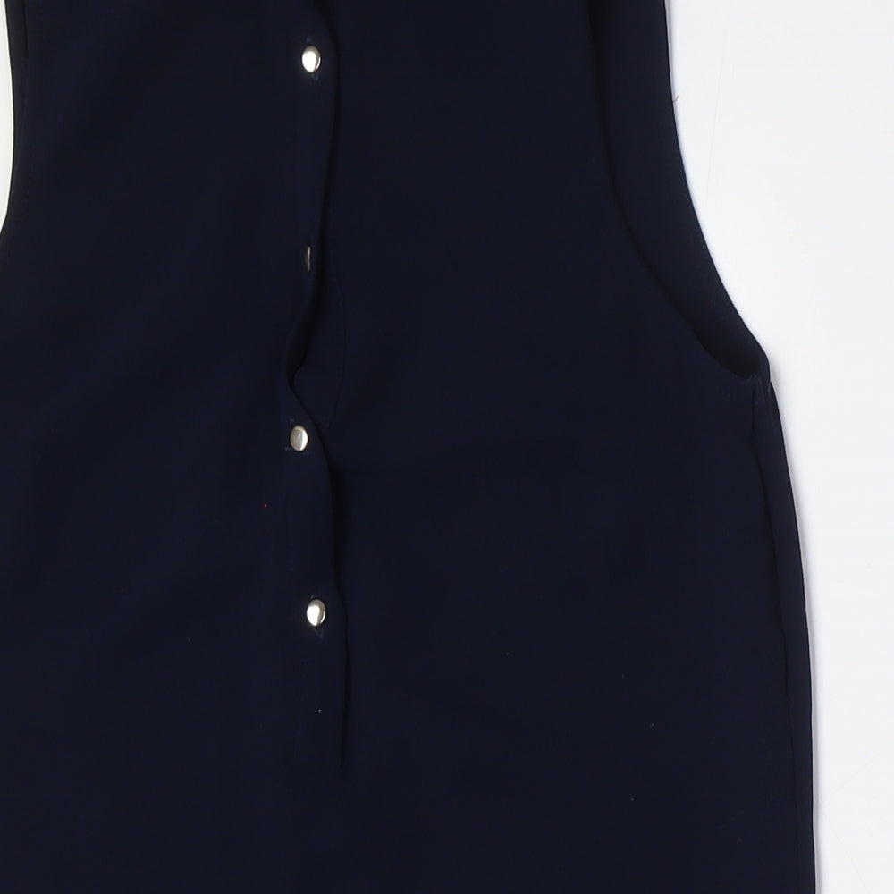 Koton Womens Blue Polyester A-Line Size 8 Collared Button