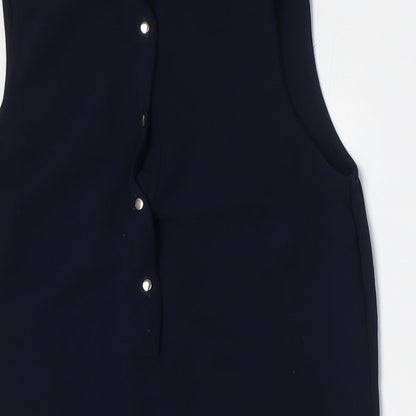 Koton Womens Blue Polyester A-Line Size 8 Collared Button