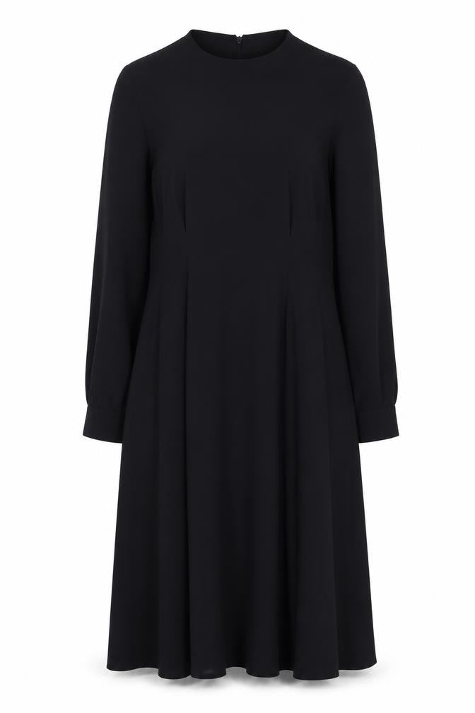 Marks & Spencer Womens Black Polyester A-Line Size 14 Round Neck Zip