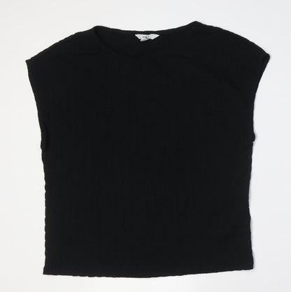 Marks & Spencer Womens Black Polyester Basic Button-Up Size 20 Boat Neck