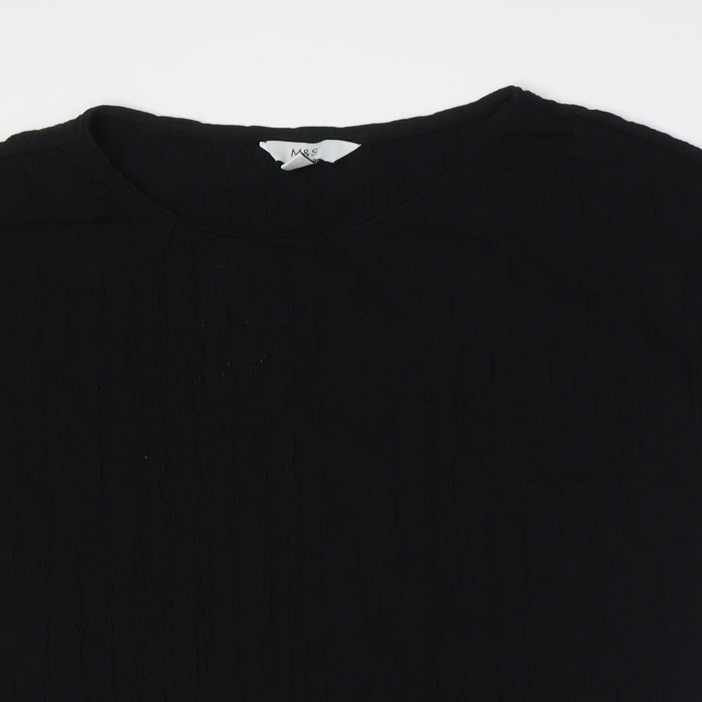 Marks and Spencer Womens Black Polyester Basic Button-Up Size 20 Boat Neck