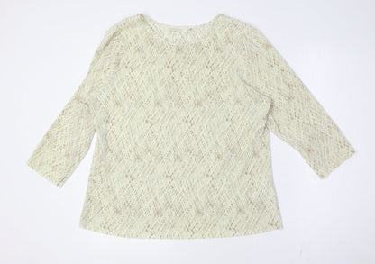 Marks & Spencer Womens Beige Polyester Basic Button-Up Size 18 Round Neck