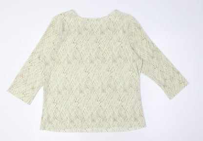 Marks & Spencer Womens Beige Polyester Basic Button-Up Size 18 Round Neck