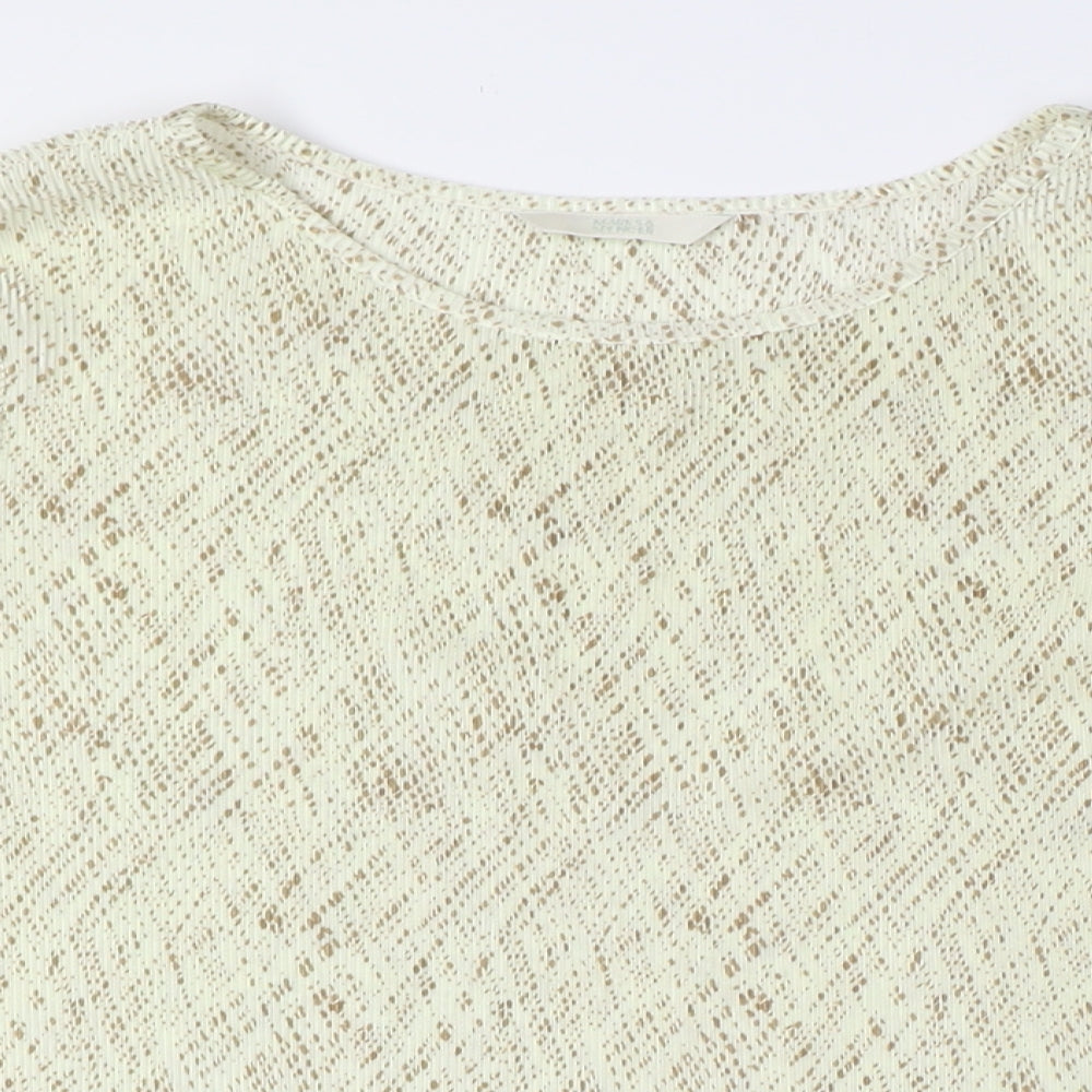Marks and Spencer Womens Beige Polyester Basic Button-Up Size 18 Round Neck