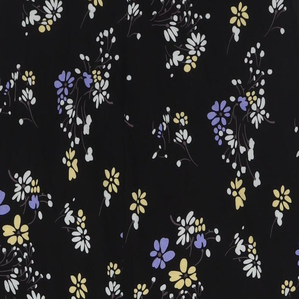 Boohoo Womens Black Floral Polyester A-Line Size 16 Off the Shoulder Zip