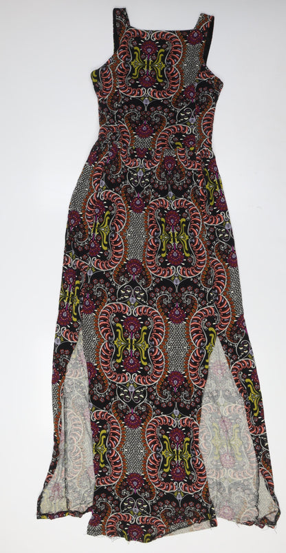 Additional front view of Miss Selfridge women’s multicoloured viscose a-line, size UK 10, square neck