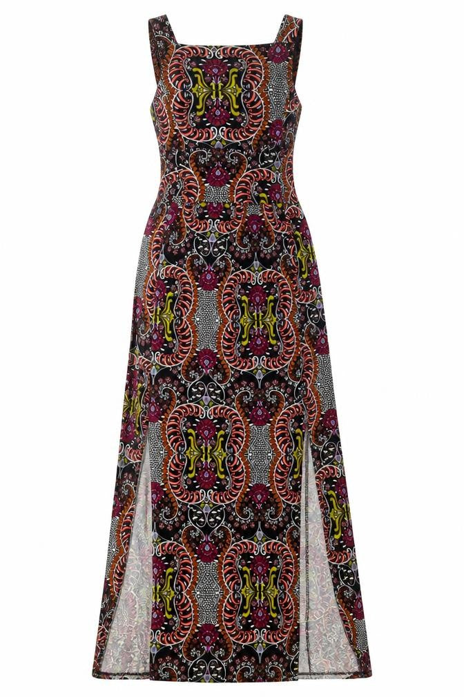 Miss Selfridge Womens Multicoloured Viscose A-Line Size 10 Square Neck