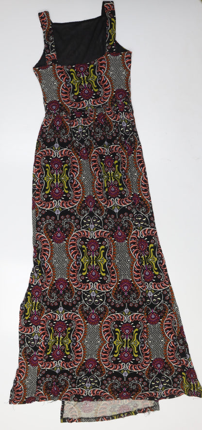 Back view of Miss Selfridge women’s multicoloured viscose a-line, size UK 10, square neck