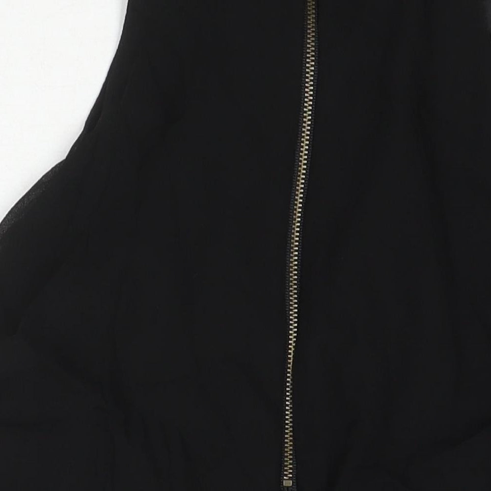 Untold Womens Black Houndstooth 100% Silk A-Line Size 10 Round Neck Zip - Beaded Neckline
