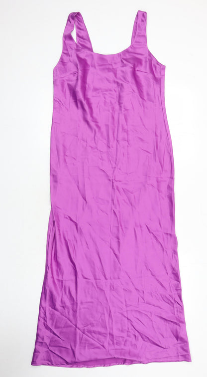 Additional front view of ASOS women’s purple polyester maxi, size UK 12, scoop neck