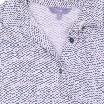 Next Womens Multicoloured Geometric Viscose Basic Blouse Size 6 Collared
