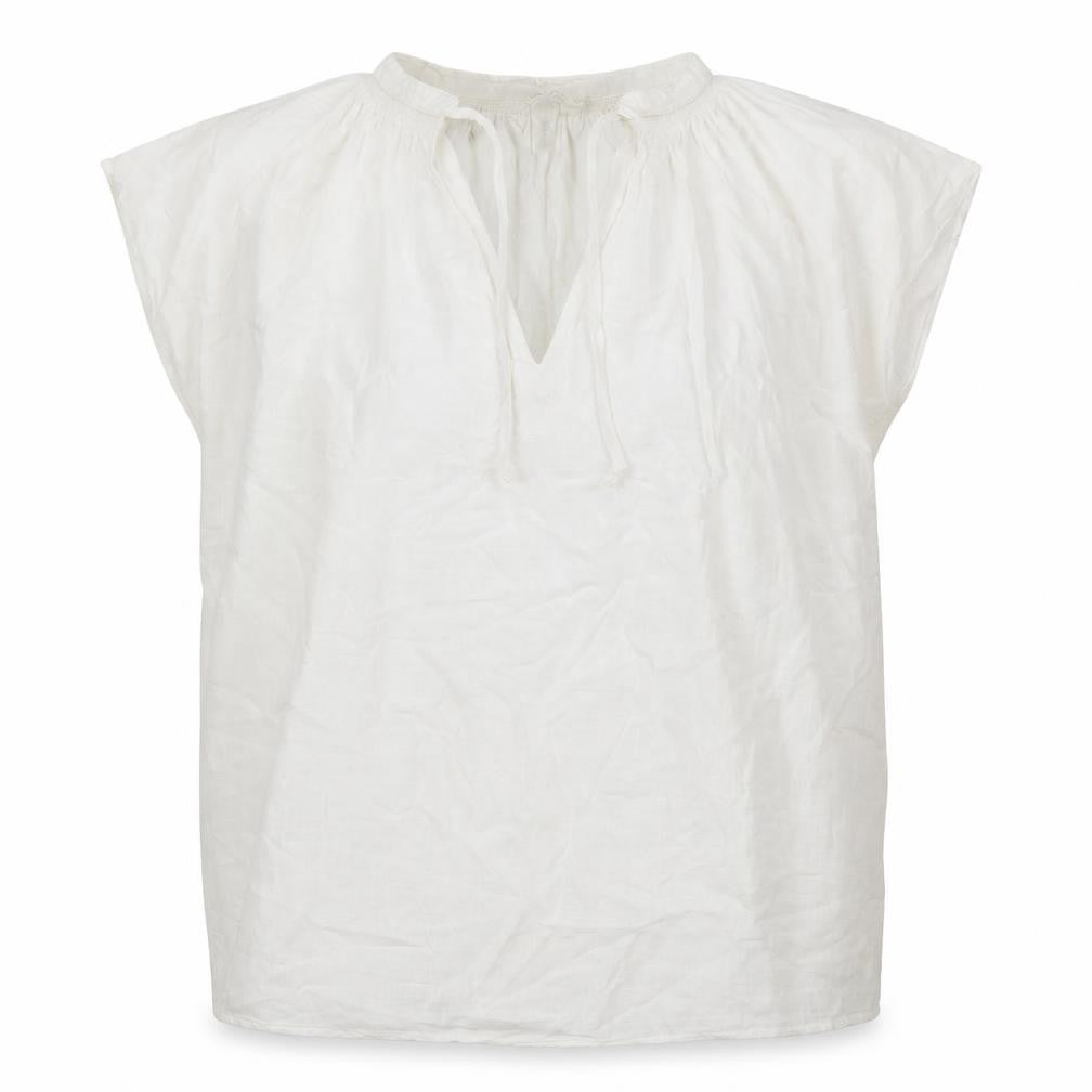 H&M Womens White 100% Cotton Tunic Blouse Size M V-Neck