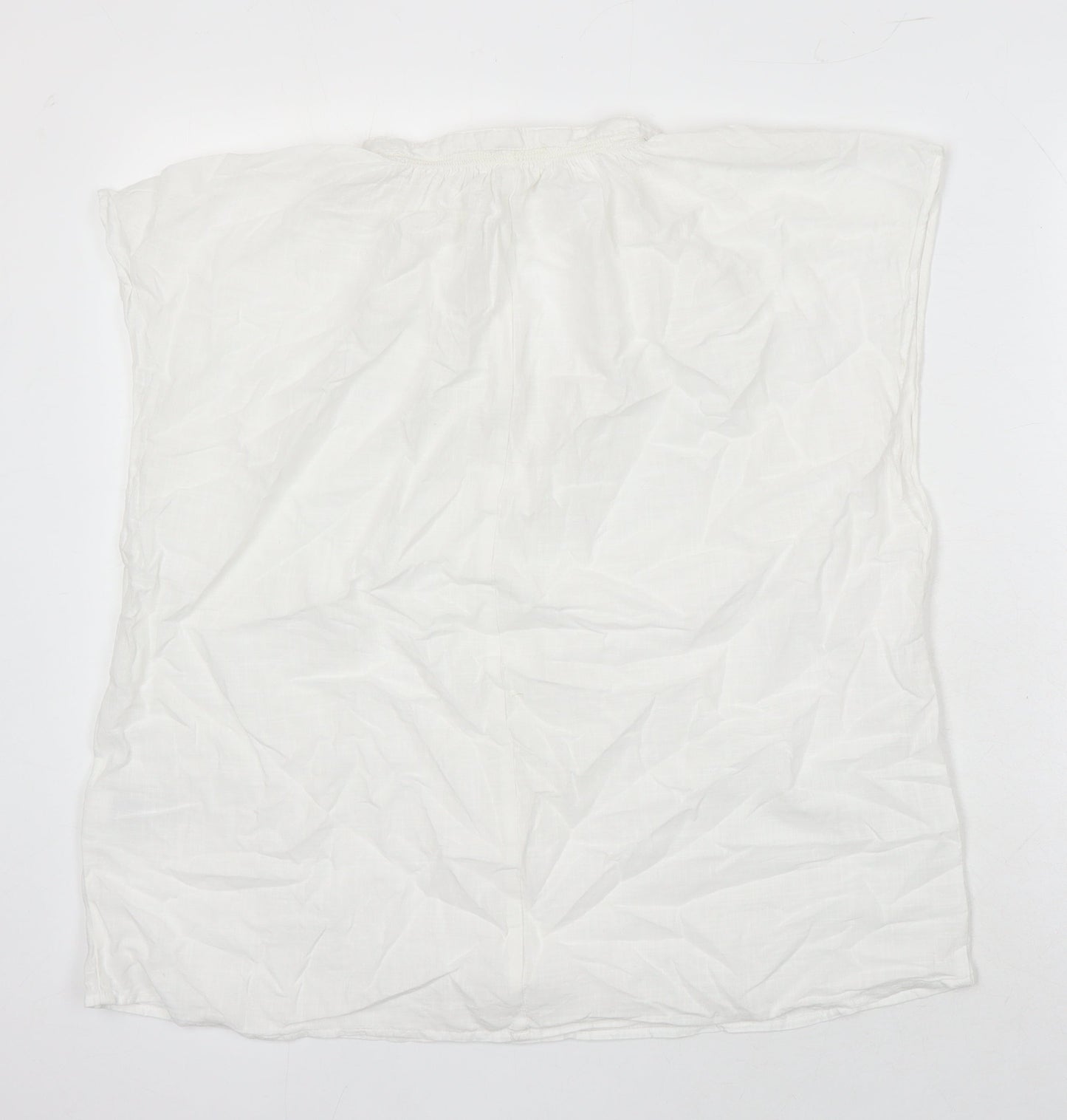 H&M Womens White 100% Cotton Tunic Blouse Size M V-Neck