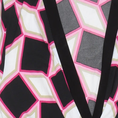 Close-up detail of Principles women’s multicoloured geometric polyester a-line, size UK 12, v-neck