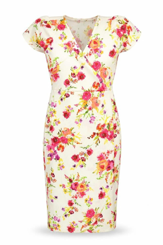 Pixie Girl Womens Multicoloured Floral Polyester Pencil Dress Size 8 V-Neck