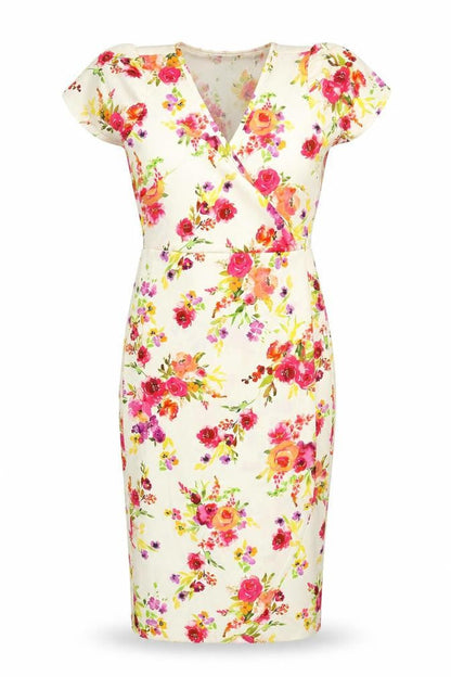 Pixie Girl Womens Multicoloured Floral Polyester Pencil Dress Size 8 V-Neck