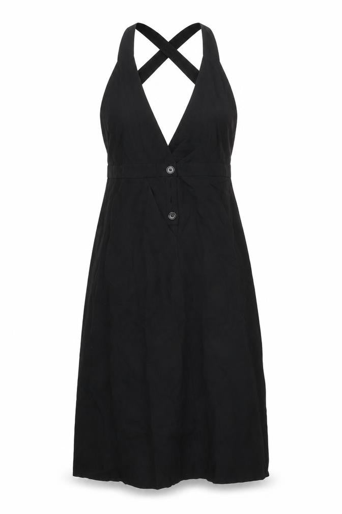 H&M Womens Black Lyocell Pinafore/Dungaree Dress Size 8 V-Neck