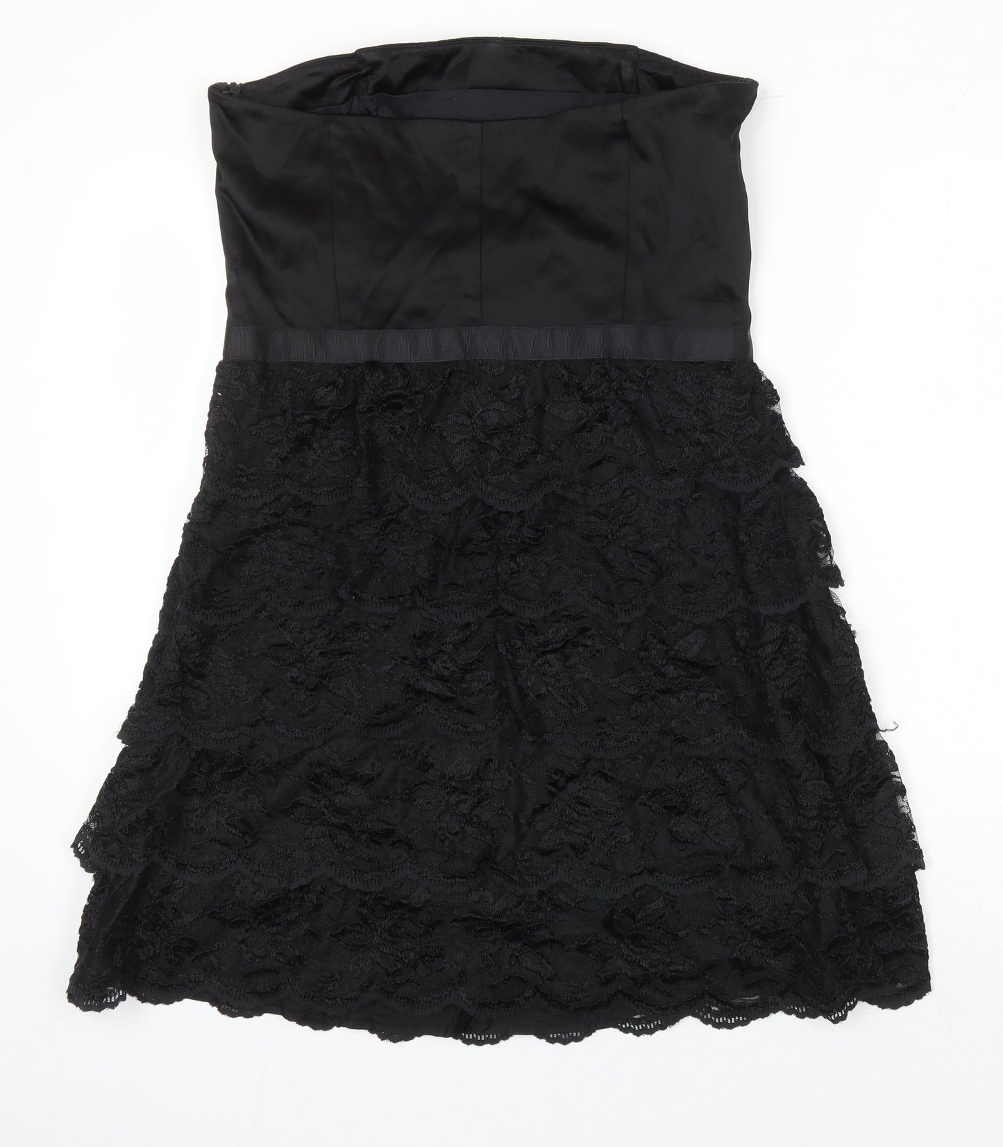 Oasis Womens Black Acetate A-Line Size 16 Off the Shoulder