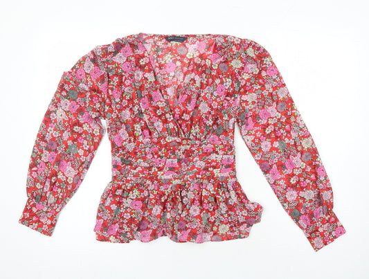 M&S Womens Multicoloured Floral Polyester Tunic Blouse Size 6 Sweetheart